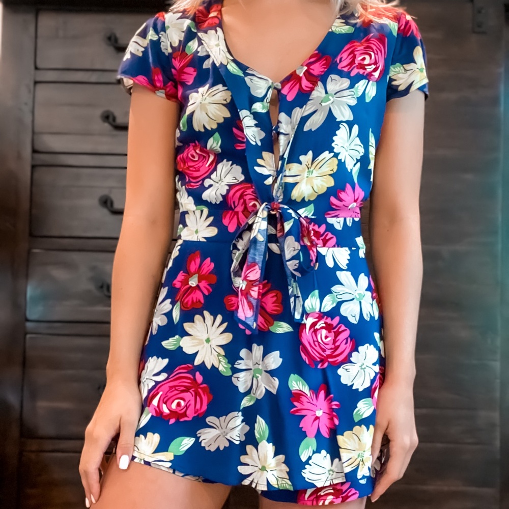 Floral Button-Up Romper Skort